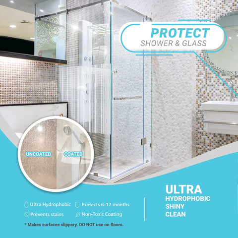 Ceramic Coating Spray Kit For Kitchen And Bathroom Surfaces That Repels Stains Smudges Water Spots And Soap Scum shower example