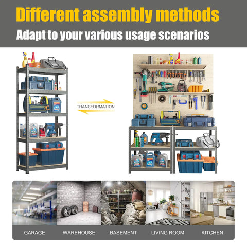 Four Heavy Duty Five Tier Storage Shelves 28 By 12 By 59 Inches Built Rock Solid Utility Rack Organizer For Garage Or Basement Gets The Job Done With Hammer Finish Steel Frame