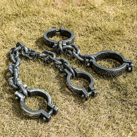 2 Pack Plastic Halloween Fake Prison Chains With Handcuffs And Footcuffs For Realistic Prisoner Look Lightweight Non Toxic Durable Shackles