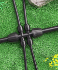 Four Pack 1/2 To 1/4 Inch Barbed Tee Quick Connectors For Drip Irrigation, 4 Way Splitter Fittings, installed on grass