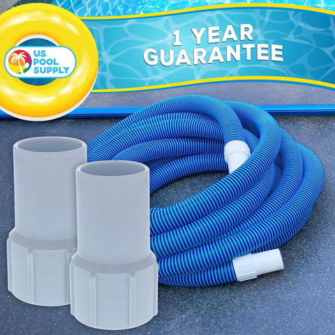 Twist On One And A Half Inch Pool Vacuum Hose Cuff Replacement Pack Two Pack ABS Plastic Threaded Inside Cuff shown with hose