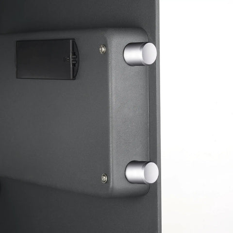 Close-up of locking bolts on Hidden In Wall Safe With Electronic Keypad And Two Manual Override Keys For Home Or Office Store Cash Jewelry Passports And Important Documents Securely In A Concealed Wall Vault.
