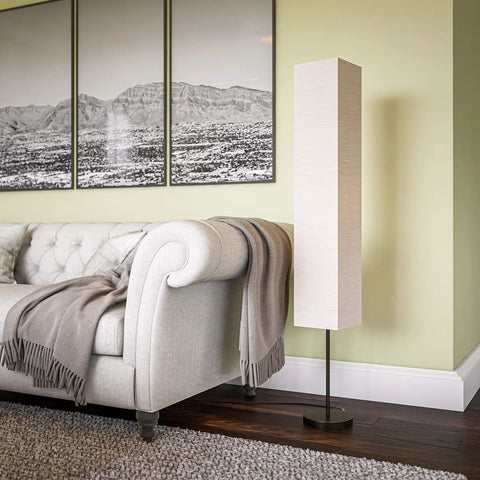 Netherlands Floor Lamp In Oil Rubbed Bronze Finish, Tall 62.5 Inch Stand Light With Cream Paper Shade in modern living room