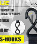 Four Pack Heavy Duty Black Ratchet Straps One Inch By Fifteen Feet showing black S-hooks with safety clips for secure tie downs