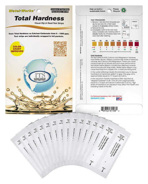 WaterWorks Total Hardness Test Strip Kit, 0 to 1000 ppm Range, 3 Second Test Time, Pack of 30 Strips, Fast No Fuss Calcium Readings for Home, Lab, and Industrial Water Quality Checks