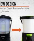 Side-by-side view of Beast Mode 2000 Lumen Camping Lantern with new frosted glass design for soft brightness