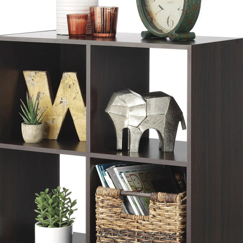 Six Cube Storage Organizer With Three Tier Stackable MDF Wood Bookcase Open Display Shelves For Living Room Bedroom And Home Office Perfect For Books Toys And All Your Stuff Espresso Finish