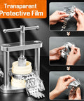 Watch Press Tool Set Back Case Closer For Closing The Back Cover And Battery Replacement Opener Remover Repair Kit For Round Dial Watches 22mm Through 42mm Pry Opening Case Back with transparent protective film.