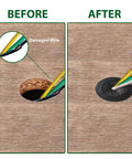 52 Piece Rubber Grommets Kit With Firewall Hole Plugs in use showing before and after wire protection in metal panel