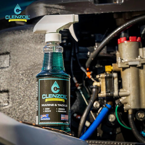 Marine Gear Lubricant And Cleaner For Reels, Boat Motors, Downriggers And Tackle, 16 Oz Trigger Spray in engine room