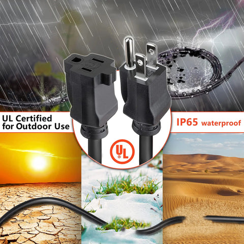 100 Ft No Fuss Outdoor Extension Cord With Multiple Outlets For Indoor And Outdoor Use Waterproof 16 AWG Flexible Cable