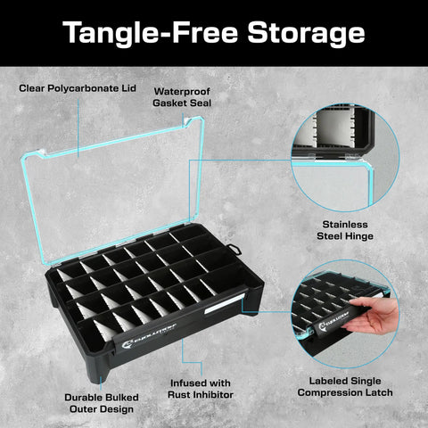 BallistiX Hangr 3.7D Tackle Tray Waterproof Angled Divider System Anti Corrosion Single Latch open lid design