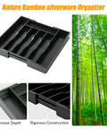 Expandable Bamboo Silverware Organizer For Kitchen Drawers Adjustable Five To Seven Compartment Cutlery Tray Utensil Holder
