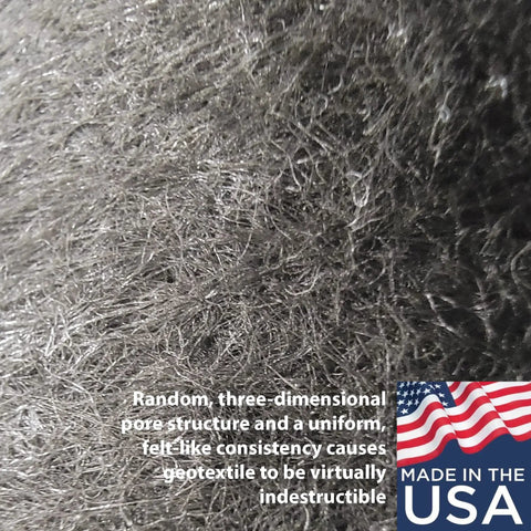 Close-up view of No Stress Heavy Duty Nonwoven Geotextile Underlayment 15 X 15 Feet fabric surface, showcasing sturdy fiber structure.