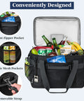 Epically Spacious Collapsible Soft Cooler Bag, 60 Can Leakproof Insulated Tote with front pocket and side mesh pockets.