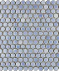 Dope Forst Blue Penny Round Porcelain Mosaic Tile For Floors And Walls, 11.88 x 12.63 Inch, Mesh Mounted, High Sheen Glazed Finish
