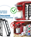 K Cup Holder Organizer For Keurig Pods, Space Saving Countertop Mount, Expandable 5 Per Row Dispenser, Easy Install With 3M Mount