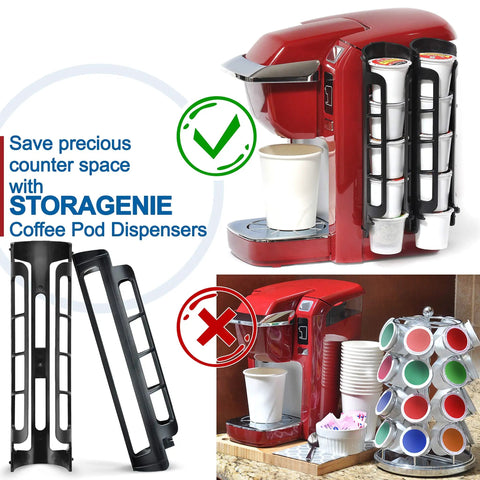 K Cup Holder Organizer For Keurig Pods, Space Saving Countertop Mount, Expandable 5 Per Row Dispenser, Easy Install With 3M Mount