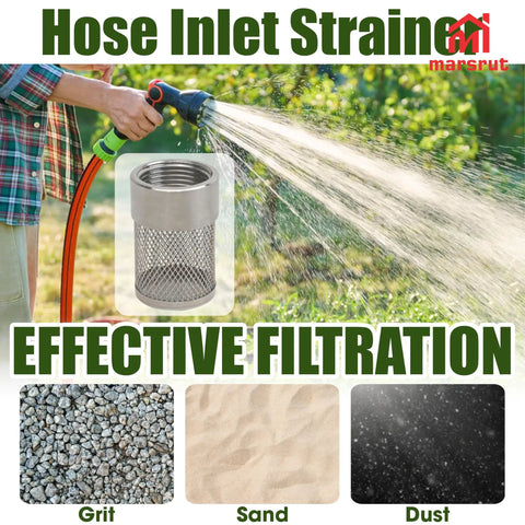 Garden Hose Inlet Strainer Filter G3/4 BSP For 3/4 Inch Pipe Fits 30mm Water Inlet, shown filtering water as a debris guard