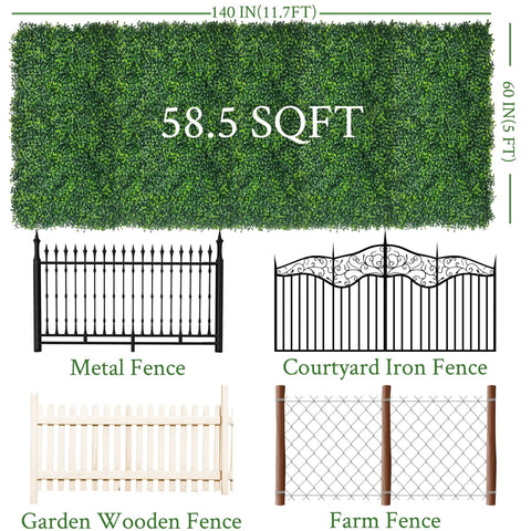 Privacy Fence Screen With Realistic Faux Boxwood Ivy Panels 60 By 140 Inches Covering 58.5 Sq Ft with fence styles