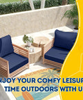 Outdoor Chair Cushions Set Fade Resistant Waterproof Patio Replacement Cushions 24x24x5 Seat Cushions And 24x19 Back Cushions Navy Blue One Hundred Percent Polyester With Breathable Covers UV Resistant Easy Care on wooden patio chairs.