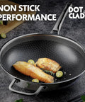Hybrid 12 Inch Wok Pan With Lid For Easy Stir Fry PFOA Free Nonstick Stainless Steel Induction Ready with fish and herbs