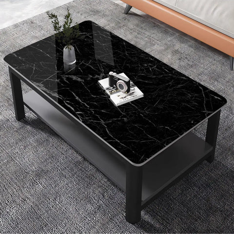 Table with Self Adhesive Marble Countertop Wallpaper Peel And Stick Black Marble Design With Grid Back For Easy Cutting