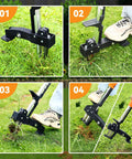 Stand Up Weed Puller With Long Handle And 3 Claw Steel Head for no bending kneeling free weeding in lawns and gardens in use.