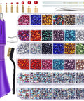 Hotfix Applicator Kit With 6000 Rhinestones, 16 Color Bedazzler Set For DIY Gems, Crystal Picker And Setter Gun, Purple Handle