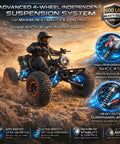 "212cc 4 Stroke Off Road Go Kart With CVT Automatic Transmission Hydraulic Disc Brakes Electric Start And Pull Start Neutral Forward Reverse 8 Inch All Terrain Tires LED Headlight Black Beast with rugged terrain suspension illustration."