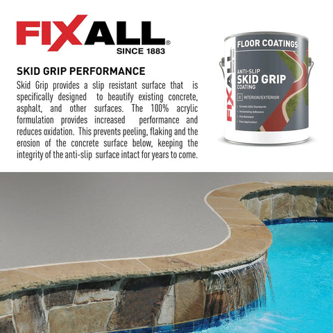 Skid Grip No Slip Coating Paint For Concrete And Pavement, 1 Gallon Smoke Color shown on pool deck edge