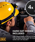 Rechargeable 1000 Lumen LED Headlamp With USB Power, IPX4 Waterproof Head Light on hard hat, 4 hooks included