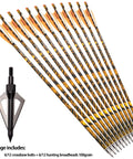 Go-To Pro Grade Carbon Crossbow Arrows 16 17 18 20 22 Inch With Screw-In Broadheads Camouflage Shafts 6-Pack