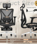 Ergonomic Office Chair With Footrest And 135 Degree Recline, Adjustable Lumbar Support, 3D Armrests, Large Steel Base, Heavy Duty Mesh