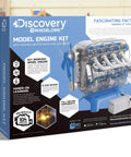 Box of Discovery Mindblown Model Engine Kit with Hands On 4 Cylinder Engine Kit For STEM Lovers showing engine illustration and features.