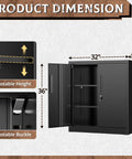 Metal Storage Cabinets 36 Inch Locking Cabinet With Doors And Adjustable Shelves For Home Office Kitchen And Garage Black