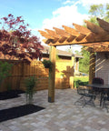 Built Tough 8x8 Deck Post Base Brackets 4 Pack For Pergola Gazebo Playset Fits Actual 7.5x7.5 Posts installed on patio pergola