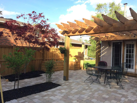 Built Tough 8x8 Deck Post Base Brackets 4 Pack For Pergola Gazebo Playset Fits Actual 7.5x7.5 Posts installed on patio pergola
