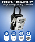 Outdoor Key Lock Box With Four Digit Code For Outside Use Heavy Duty Weatherproof Metal Safe For Keys front view open with keys