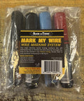 Mark My Wire Wire Marker Kit 4 Pack Black Blue Red White shown in packaging with label detail
