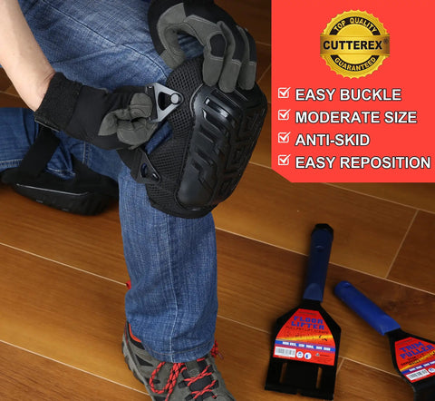 Flat Knee Pads For All Kneeling Jobs, Heavy Duty Knee Cushions With Anti Skid Grip, Adjustable Clips, Soft EVA Lined