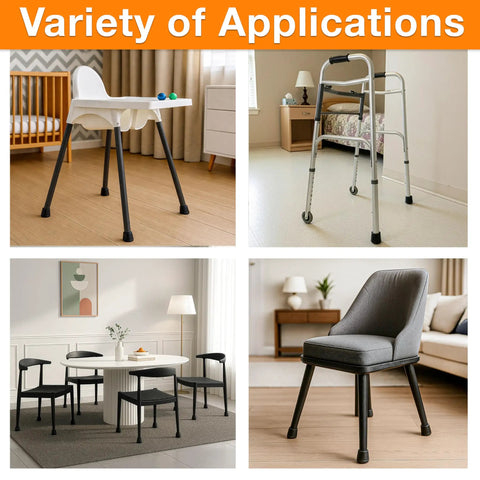 Kick The Squeaks 1.5 Inch Round Rubber Chair Leg Caps To Shield Hardwood Floors From Dents While Giving Your Furniture Grippy Traction And A Smooth Glide For Home Offices Dining Tables And Bar Stools Set Of Two Black on various furniture types including high chair, walker, dining chairs, and lounge chair.