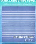 Oversized Boho Turkish Beach Towel Blanket Quick Dry Sand Free Jumbo Outdoor Picnic Mat Extra Large XL Navy For Family Beach Camping Travel And Yard Essentials, featuring large blue striped pattern