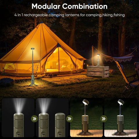 Rechargeable 12000mAh Collapsible Camping Lantern With Beastly Battery Life illuminating campsite at night