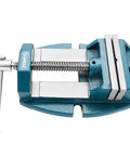 4 Inch Precision Drill Press Vise Built Like a Workhorse With Graded Cast Iron Build 4 Inch Jaw Opening V Grooves Slotted Base For Drilling Round And Flat Stock Stable And Accurate Pro Grade Hold, blue cast iron drill press vise with handle