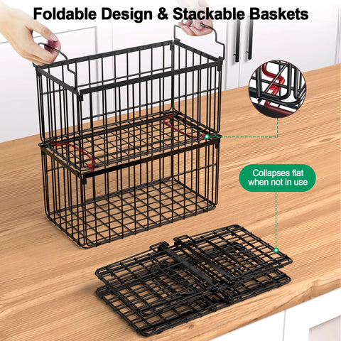 Heavy Duty Rustproof Deep Freezer Organizer Bins 4 Pack Sleek Metal Storage Baskets With Straight Sides For 5 To 7 Cubic Foot Chest Freezer Kitchen Tight Organization