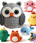 Beginner Crochet Kit 6 Piece Amigurumi Animal Family Starter Set With Step By Step Video Tutorials And Forty Percent Extra Yarn.