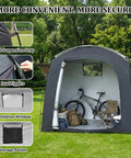 Mega Roomy Outdoor Bike Storage Tent Shed 82 By 59 By 73 Inch Portable Waterproof 210D Oxford PU4000 with bikes inside