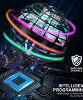 Colorful Hovering Orb Ball Toy Hand Controlled Drone No Remote Indoor Outdoor Fun For Kids And Teens floating over circuitry