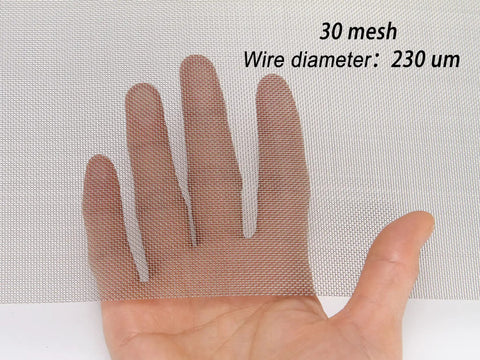 Fine Weave Stainless Steel Wire Mesh Roll 13 By 40 Inch 30 Mesh Food Grade 304 Stainless Steel with hand demonstration